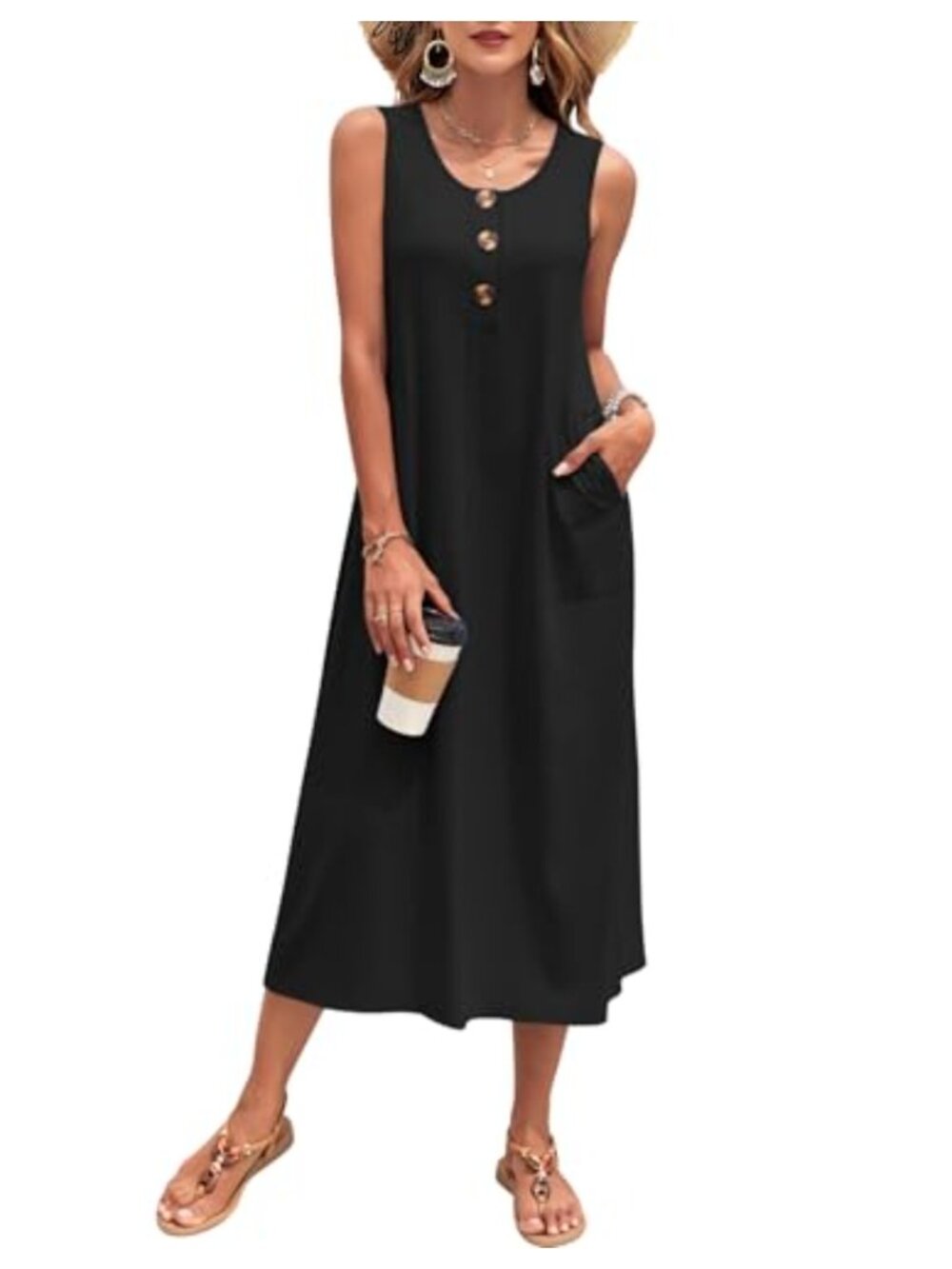 Sleeveless A-Line Summer Dress with Pockets